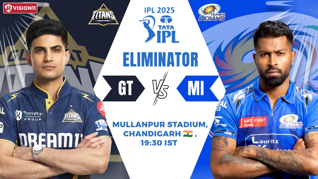 GT vs MI Dream11 Prediction, Pitch Report, Playing XI, Player Stats & C/VC | Eliminator Match IPL 2025